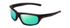 Profile View of Smith Optics Director Elite Designer Polarized Reading Sunglasses with Custom Cut Powered Green Mirror Lenses in Gloss Black Unisex Rectangle Full Rim Acetate 60 mm