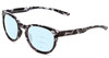 Profile View of Smith Optics Eastbank Designer Progressive Lens Blue Light Blocking Eyeglasses in Black Marble Tortoise Unisex Round Full Rim Acetate 52 mm with Blue Light Zone functionality illustration laid over the lens