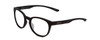 Profile View of Smith Optics Eastbank Designer Progressive Lens Blue Light Blocking Eyeglasses in Matte Black Unisex Round Full Rim Acetate 52 mm with Blue Light Zone functionality illustration laid over the lens