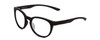 Profile View of Smith Optics Eastbank Core Designer Progressive Lens Blue Light Blocking Eyeglasses in Matte Black Unisex Round Full Rim Acetate 52 mm with Blue Light Zone functionality illustration laid over the lens