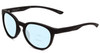 Profile View of Smith Optics Eastbank Core Designer Progressive Lens Blue Light Blocking Eyeglasses in Matte Black Unisex Round Full Rim Acetate 52 mm with Blue Light Zone functionality illustration laid over the lens