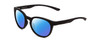 Profile View of Smith Optics Eastbank Core Designer Polarized Sunglasses with Custom Cut Blue Mirror Lenses in Matte Black Unisex Round Full Rim Acetate 52 mm