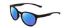 Profile View of Smith Optics Eastbank Core Designer Polarized Reading Sunglasses with Custom Cut Powered Blue Mirror Lenses in Matte Black Unisex Round Full Rim Acetate 52 mm