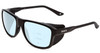 Profile View of Smith Optics Embark Designer Progressive Lens Blue Light Blocking Eyeglasses in Gloss&Matte Black Unisex Wrap Full Rim Acetate 58 mm with Blue Light Zone functionality illustration laid over the lens