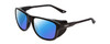 Profile View of Smith Optics Embark Designer Polarized Sunglasses with Custom Cut Blue Mirror Lenses in Gloss&Matte Black Unisex Wrap Full Rim Acetate 58 mm