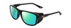 Profile View of Smith Optics Embark Designer Polarized Reading Sunglasses with Custom Cut Powered Green Mirror Lenses in Gloss&Matte Black Unisex Wrap Full Rim Acetate 58 mm