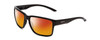 Profile View of Smith Optics Emerge Designer Polarized Sunglasses with Custom Cut Red Mirror Lenses in Gloss Black Unisex Square Full Rim Acetate 60 mm