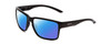 Profile View of Smith Optics Emerge Designer Polarized Sunglasses with Custom Cut Blue Mirror Lenses in Gloss Black Unisex Square Full Rim Acetate 60 mm