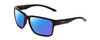 Profile View of Smith Optics Emerge Designer Polarized Reading Sunglasses with Custom Cut Powered Blue Mirror Lenses in Gloss Black Unisex Square Full Rim Acetate 60 mm