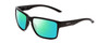 Profile View of Smith Optics Emerge Designer Polarized Reading Sunglasses with Custom Cut Powered Green Mirror Lenses in Gloss Black Unisex Square Full Rim Acetate 60 mm