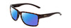 Profile View of Smith Optics Emerge Designer Polarized Reading Sunglasses with Custom Cut Powered Blue Mirror Lenses in Tortoise Havana Gold Unisex Square Full Rim Acetate 60 mm