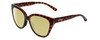 Profile View of Smith Optics Era Designer Polarized Reading Sunglasses with Custom Cut Powered Sun Flower Yellow Lenses in Tortoise Havana Brown Gold Ladies Cateye Full Rim Acetate 55 mm