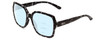 Profile View of Smith Optics Flare Designer Progressive Lens Blue Light Blocking Eyeglasses in Black Marble Tortoise Ladies Oversized Full Rim Acetate 57 mm with Blue Light Zone functionality illustration laid over the lens