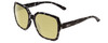 Profile View of Smith Optics Flare Designer Polarized Reading Sunglasses with Custom Cut Powered Sun Flower Yellow Lenses in Black Marble Tortoise Ladies Oversized Full Rim Acetate 57 mm