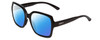 Profile View of Smith Optics Flare Designer Polarized Sunglasses with Custom Cut Blue Mirror Lenses in Gloss Black Ladies Oversized Full Rim Acetate 57 mm