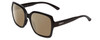 Profile View of Smith Optics Flare Designer Polarized Sunglasses with Custom Cut Amber Brown Lenses in Gloss Black Ladies Oversized Full Rim Acetate 57 mm