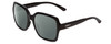 Profile View of Smith Optics Flare Designer Polarized Sunglasses with Custom Cut Smoke Grey Lenses in Gloss Black Ladies Oversized Full Rim Acetate 57 mm