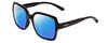 Profile View of Smith Optics Flare Designer Polarized Reading Sunglasses with Custom Cut Powered Blue Mirror Lenses in Gloss Black Ladies Oversized Full Rim Acetate 57 mm