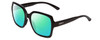 Profile View of Smith Optics Flare Designer Polarized Reading Sunglasses with Custom Cut Powered Green Mirror Lenses in Gloss Black Ladies Oversized Full Rim Acetate 57 mm