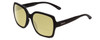 Profile View of Smith Optics Flare Designer Polarized Reading Sunglasses with Custom Cut Powered Sun Flower Yellow Lenses in Matte Black Ladies Oversized Full Rim Acetate 57 mm