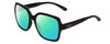 Profile View of Smith Optics Flare Designer Polarized Reading Sunglasses with Custom Cut Powered Green Mirror Lenses in Matte Black Ladies Oversized Full Rim Acetate 57 mm
