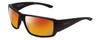 Profile View of Smith Optics Guides Choice Designer Polarized Sunglasses with Custom Cut Red Mirror Lenses in Matte Black Unisex Rectangle Full Rim Acetate 62 mm