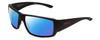 Profile View of Smith Optics Guides Choice Designer Polarized Sunglasses with Custom Cut Blue Mirror Lenses in Matte Black Unisex Rectangle Full Rim Acetate 62 mm