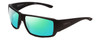 Profile View of Smith Optics Guides Choice Designer Polarized Reading Sunglasses with Custom Cut Powered Green Mirror Lenses in Matte Black Unisex Rectangle Full Rim Acetate 62 mm