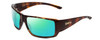 Profile View of Smith Optics Guides Choice XL Designer Polarized Reading Sunglasses with Custom Cut Powered Green Mirror Lenses in Gloss Tortoise Havana Brown Gold Unisex Rectangle Full Rim Acetate 63 mm