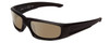 Profile View of Smith Optics Hudson Elite Designer Polarized Sunglasses with Custom Cut Amber Brown Lenses in Gloss Black Unisex Rectangle Full Rim Acetate 59 mm