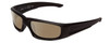 Profile View of Smith Optics Hudson Elite Designer Polarized Reading Sunglasses with Custom Cut Powered Amber Brown Lenses in Gloss Black Unisex Rectangle Full Rim Acetate 59 mm