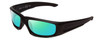 Profile View of Smith Optics Hudson Elite Designer Polarized Reading Sunglasses with Custom Cut Powered Green Mirror Lenses in Gloss Black Unisex Rectangle Full Rim Acetate 59 mm