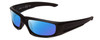 Profile View of Smith Optics Hudson Elite Designer Polarized Reading Sunglasses with Custom Cut Powered Blue Mirror Lenses in Gloss Black Unisex Rectangle Full Rim Acetate 59 mm