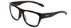 Profile View of Smith Optics Joya Designer Progressive Lens Blue Light Blocking Eyeglasses in Gloss Black Ladies Square Full Rim Acetate 56 mm with Blue Light Zone functionality illustration laid over the lens