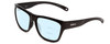 Profile View of Smith Optics Joya Designer Progressive Lens Blue Light Blocking Eyeglasses in Gloss Black Ladies Square Full Rim Acetate 56 mm with Blue Light Zone functionality illustration laid over the lens