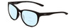 Profile View of Smith Optics Lake Shasta Designer Progressive Lens Blue Light Blocking Eyeglasses in Matte Black Unisex Cateye Full Rim Acetate 56 mm with Blue Light Zone functionality illustration laid over the lens