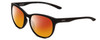 Profile View of Smith Optics Lake Shasta Designer Polarized Sunglasses with Custom Cut Red Mirror Lenses in Matte Black Unisex Cateye Full Rim Acetate 56 mm