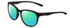 Profile View of Smith Optics Lake Shasta Designer Polarized Reading Sunglasses with Custom Cut Powered Green Mirror Lenses in Matte Black Unisex Cateye Full Rim Acetate 56 mm