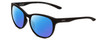 Profile View of Smith Optics Lake Shasta Designer Polarized Reading Sunglasses with Custom Cut Powered Blue Mirror Lenses in Matte Black Unisex Cateye Full Rim Acetate 56 mm