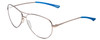 Profile View of Smith Optics Langley Designer Progressive Lens Blue Light Blocking Eyeglasses in Matte Ruthenium Silver Unisex Aviator Full Rim Metal 60 mm with Blue Light Zone functionality illustration laid over the lens