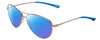 Profile View of Smith Optics Langley Designer Polarized Sunglasses with Custom Cut Blue Mirror Lenses in Matte Ruthenium Silver Unisex Aviator Full Rim Metal 60 mm