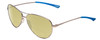 Profile View of Smith Optics Langley Designer Polarized Reading Sunglasses with Custom Cut Powered Sun Flower Yellow Lenses in Matte Ruthenium Silver Unisex Aviator Full Rim Metal 60 mm