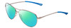 Profile View of Smith Optics Langley Designer Polarized Reading Sunglasses with Custom Cut Powered Green Mirror Lenses in Matte Ruthenium Silver Unisex Aviator Full Rim Metal 60 mm