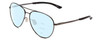 Profile View of Smith Optics Layback Designer Progressive Lens Blue Light Blocking Eyeglasses in Gun Metal Silver Black Unisex Aviator Full Rim Metal 60 mm with Blue Light Zone functionality illustration laid over the lens