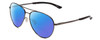 Profile View of Smith Optics Layback Designer Polarized Reading Sunglasses with Custom Cut Powered Blue Mirror Lenses in Gun Metal Silver Black Unisex Aviator Full Rim Metal 60 mm
