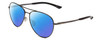 Profile View of Smith Optics Layback Designer Polarized Reading Sunglasses with Custom Cut Powered Blue Mirror Lenses in Matte Gun Metal Silver Unisex Aviator Full Rim Metal 60 mm
