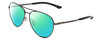 Profile View of Smith Optics Layback Designer Polarized Reading Sunglasses with Custom Cut Powered Green Mirror Lenses in Matte Gun Metal Silver Unisex Aviator Full Rim Metal 60 mm