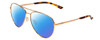 Profile View of Smith Optics Layback Designer Polarized Sunglasses with Custom Cut Blue Mirror Lenses in Rose Gold Unisex Aviator Full Rim Metal 60 mm
