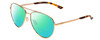 Profile View of Smith Optics Layback Designer Polarized Reading Sunglasses with Custom Cut Powered Green Mirror Lenses in Rose Gold Unisex Aviator Full Rim Metal 60 mm