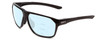 Profile View of Smith Optics Leadout PivLock Designer Progressive Lens Blue Light Blocking Eyeglasses in Gloss Black Unisex Square Full Rim Acetate 63 mm with Blue Light Zone functionality illustration laid over the lens